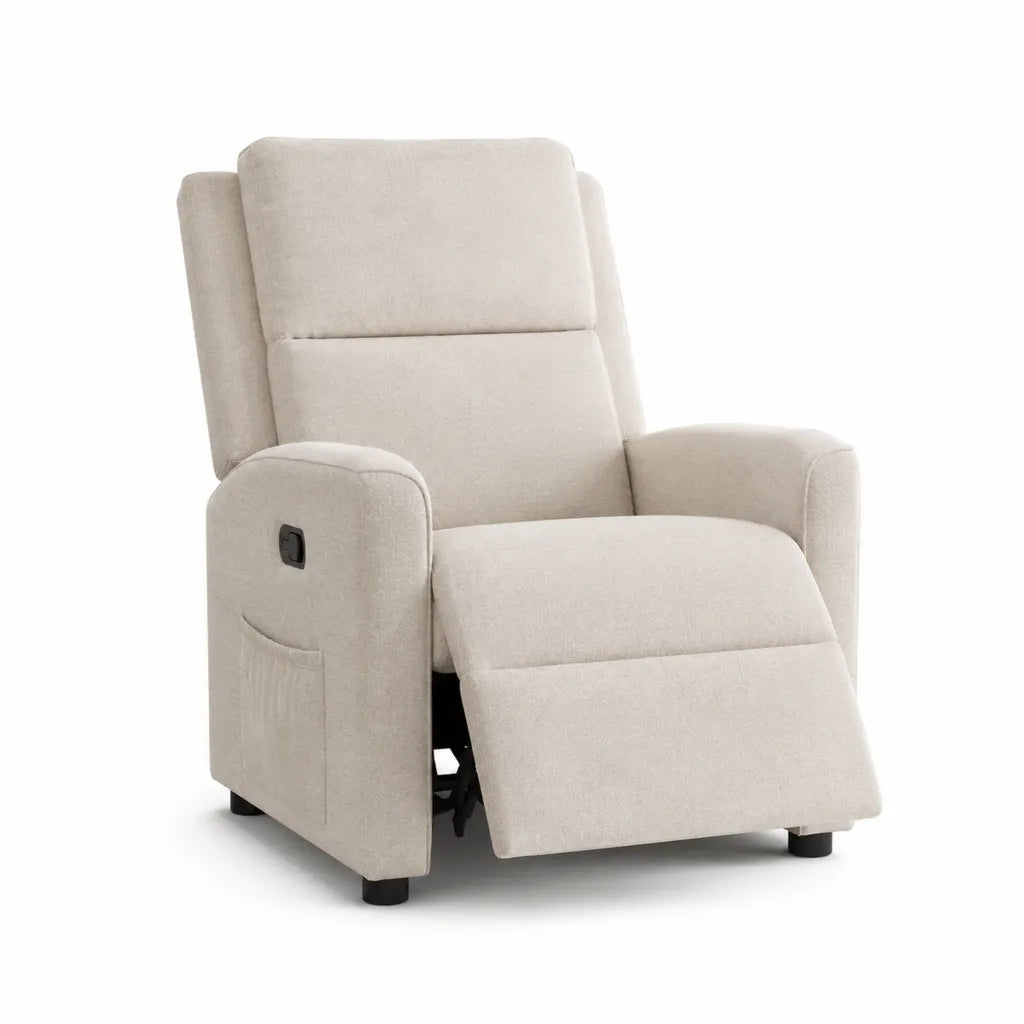Fauteuil relax électrique inclinable en polyester beige 85 x 93 x 104 cm