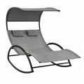 Bain de soleil à bascule avec pare-soleil en polyester gris 160 x 75 x 80 cm