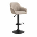 Tabouret de bar réglable pivotant avec accoudoirs assise arrondie en velours polyester beige 53 x 54 x 93-113 cm