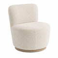 Fauteuil pivotant en bouclette polyester crème forme arrondie 74 x 75 x 78 cm