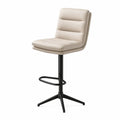 Tabouret de bar réglable avec dossier en PU beige et piètement 4 branches noir 50 x 54 x 92-112 cm