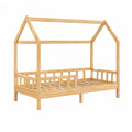 Lit cabane enfant 90 x 190 cm en pin massif naturel avec sommier à lattes