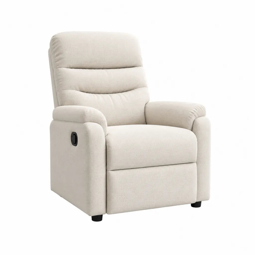 Fauteuil relax inclinable manuel en polyester blanc cassé 86 x 92 x 102 cm