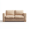 Canapé 2 places droit beige en polyester avec pieds en hévéa massif 160 x 85 x 84 cm
