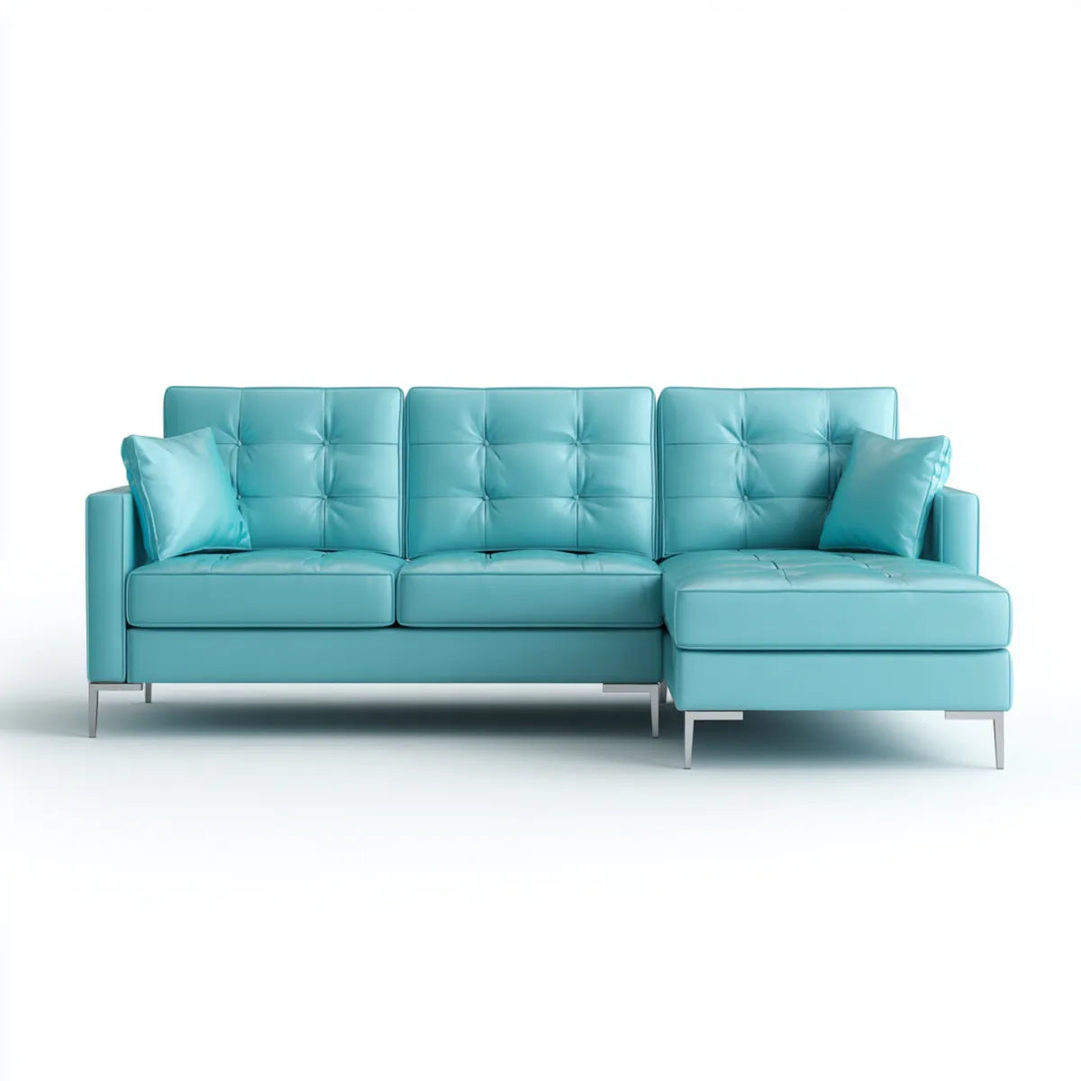 Canapé d'angle droit 3 places turquoise en polyuréthane 250 x 155 x 85 cm en L
