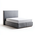 Lit coffre 2 places gris en polyester 160 x 200 cm avec tête de lit rectangulaire