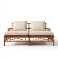 Canapé de jardin 2 places beige en bambou naturel rectangulaire 160 x 75 x 80 cm