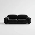 Canapé 2 places noir en velours côtelé polyester forme arrondie 170 x 90 x 75 cm