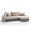 Canapé d'angle 3 places avec méridienne droite blanc et taupe 280 x 165 x 85 cm en polyester et polyuréthane
