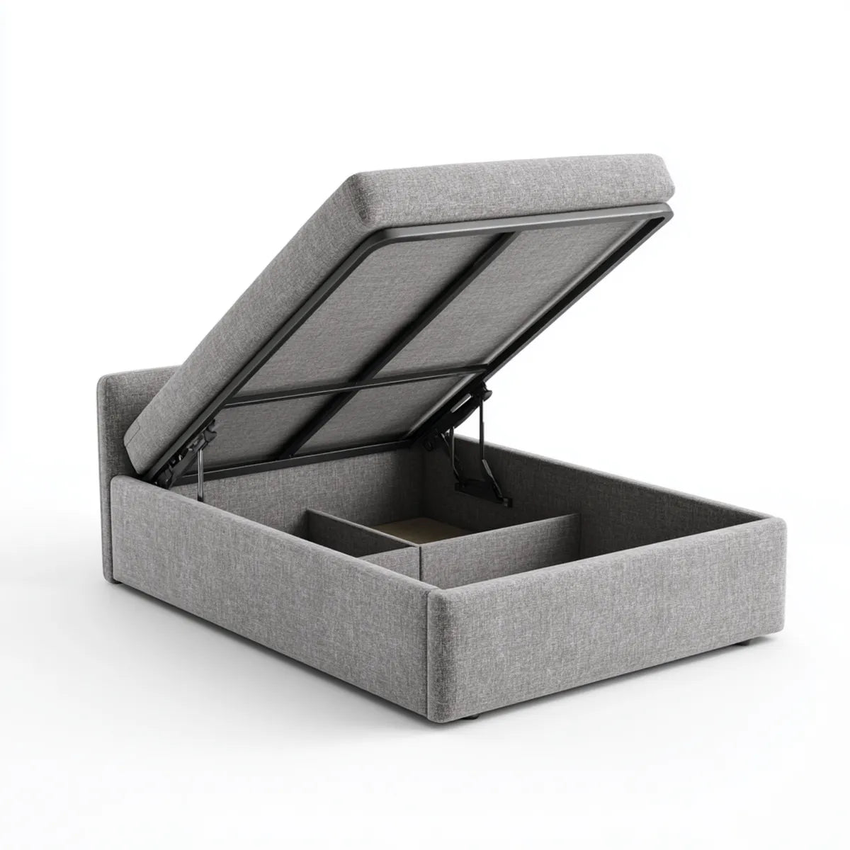 Lit coffre 160 x 200 cm gris en polyester forme rectangulaire