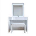 Coiffeuse avec miroir LED et tabouret blanc 90 x 40 x 140 cm en MDF rectangulaire